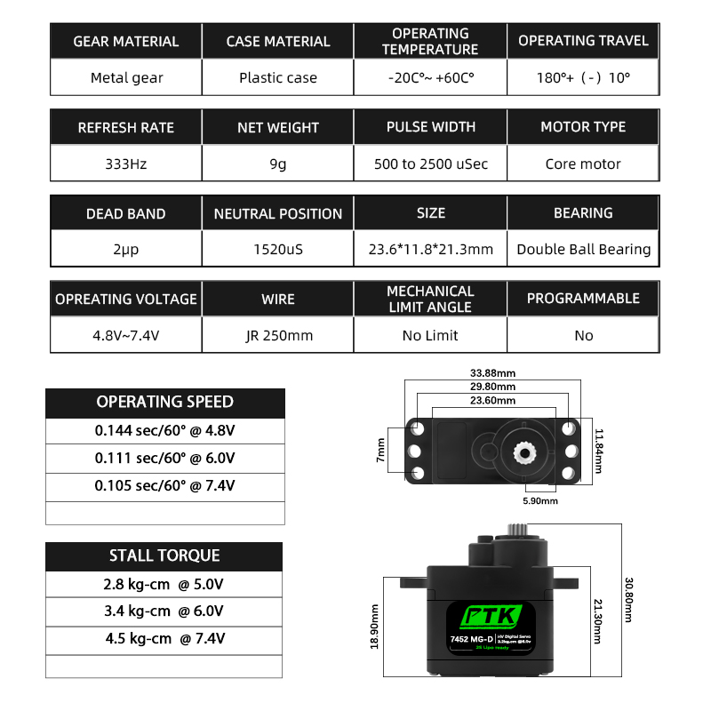 PTK 7452 MG-D 9g Digital Servo - Rc Helicopter Parts review and price